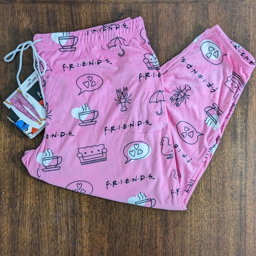 FRIENDS Women's Plus Size Super Soft Cozy Pajama Pants With Pockets, Size 2X NEW